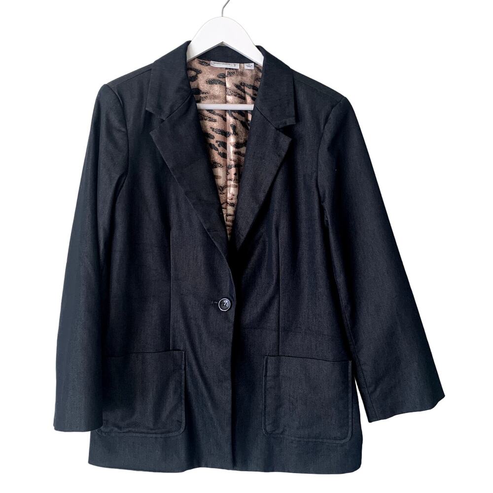Susan Graver Blazer Longline Size M Jacket Coat Gray Career Suiting Business